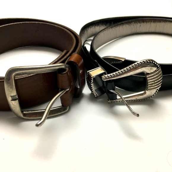 Gap Genuine Leather Belt + Faux Leather Bundle  Medium Brown Black Western - Picture 1 of 10